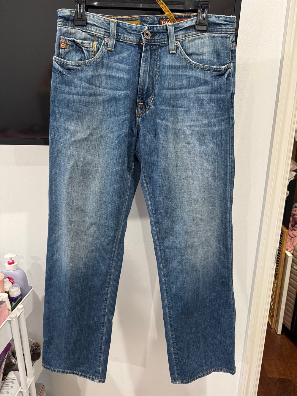 Ag Adriano Goldschmied Men's Washed Blue Straight Jeans Sz 32x32 great condition